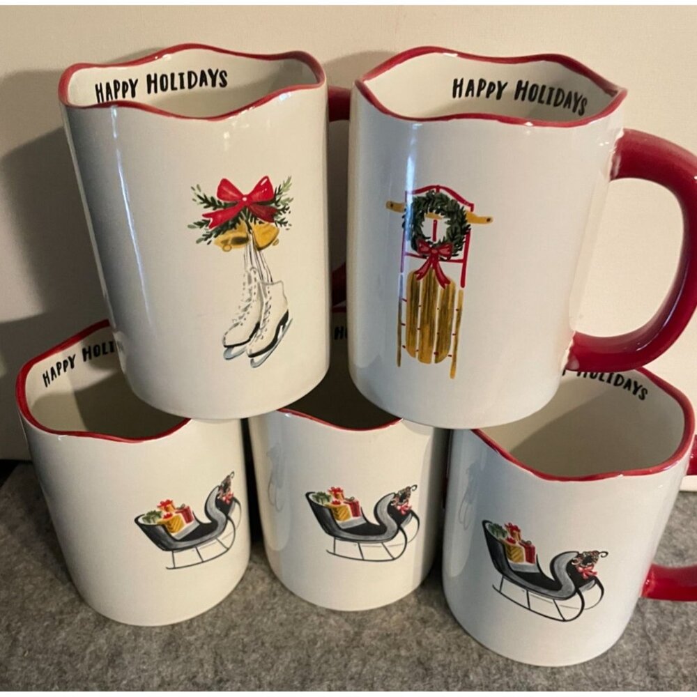 5 Angela Stachling Sketchbook Series By Magenta Holiday Christmas Mugs  # 1911